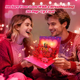 Happy Anniversary Cards With Music & Lights, Romantic 3D Pop Up Love Letter, Heart Shape & Rose Wedding Valentine Anniversary Cards For Couple Husband Wife Him Her, I Love You Greeting Card