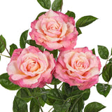 3Pcs Light Pink Roses Artificial Flowers Bouquets 26.3" Fake Flower Arrangements Silk Flowers Rose With Long Stem Floral Branch Faux Roses Flowers For Diy Table Centerpieces Home Decor