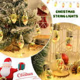 2Pcs Christmas Snow Globe String Lights, 13.2Ft Vintage Christmas Lights Indoor, 20 Led Globe Bulbs String Light With Sn