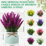 8 Pcs Large Artificial Potted Flowers Fake Potted Plants Plastic Faux Flowers For Home Decor Indoor Artificial Plants In Pots For Wedding Home Desk Tabletop Outdoor Office Kitchen