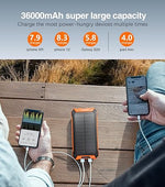 36000mAh Wireless Power Bank, 15W Fast Charger with Solar & Flashlights