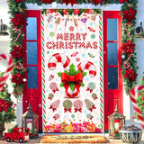 Merry Christmas Peppermint Candy Cane Themed Lollipop Door Hanging Banner For Xmas Party Indoor/Outdoor Wall Decor