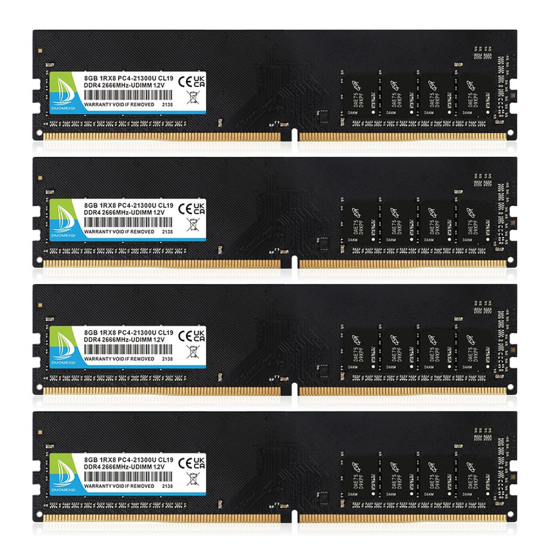 Duomeiqi Ddr4 Ram 2666Mhz 32Gb (4X8Gb) Kit Gaming Pc4 21300 Udimm 1.2V Cl19 1R