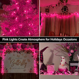 100 Count Mini Pink Lights String, 21Ft Christmas Tree Lights Plug In,Christmas Pink String Lights For Room, Valentine'S