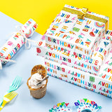 30 Inch Birthday Wrapping Paper Roll - Happy Birthday Wrapping Paper For Holiday, Party, Baby Shower - 30 Inch X 33 Feet