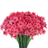 22 Bunches Of Outdoor Artificial Flowers, Uv Resistant Fake Flowers Artificial Silk Flowers With Plastic Plants For Indoor Outdoor Front Porch Hanging Planter Decoration (22, Rose Red)
