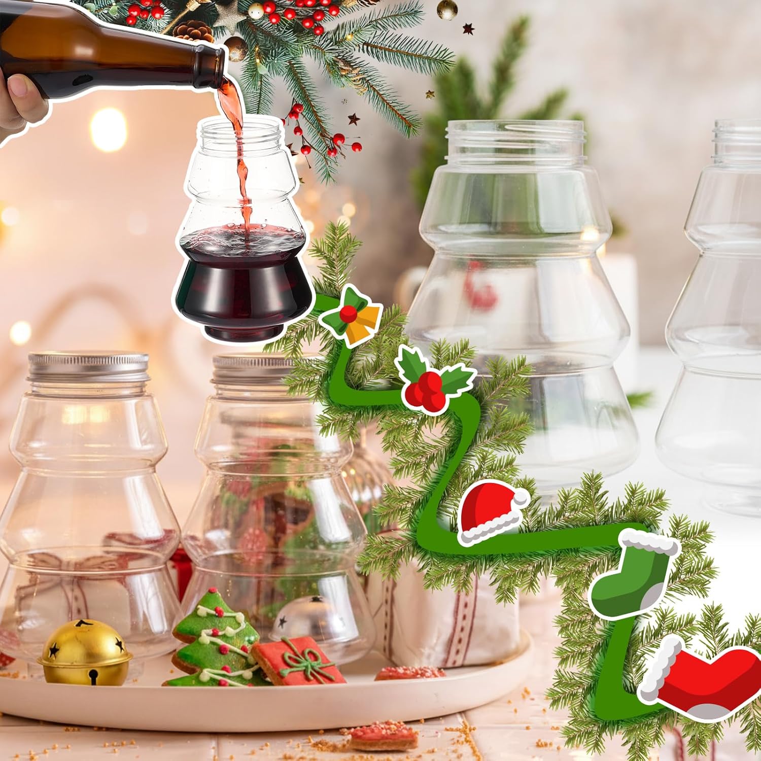 12 Pcs Christmas Tree Plastic Candy Jar Christmas Favor Candy Boxes Chocolate Treat Party Favor Jar Container Holders For Party Decorations Gift