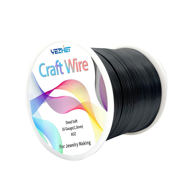 Craft Wire (16Gauge (1.3Mm), Black), Colored And Soft Aluminum Wire 155Ft For