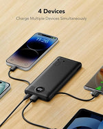 10000mAh Portable Charger with Built-in Cables & AC Plug, Compact Power Bank