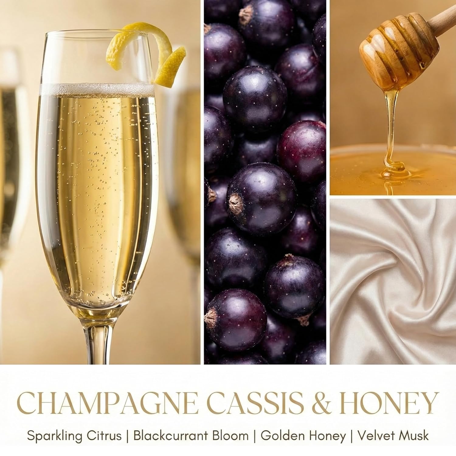 Homelights Scented Candles For Women & Men, 6.7Oz Candle Jars Aromatherapy Single Wick Candle, Ideal For Eclectic Mixed Styles Home Decor And Gifts, Champagne Cassis & Honey