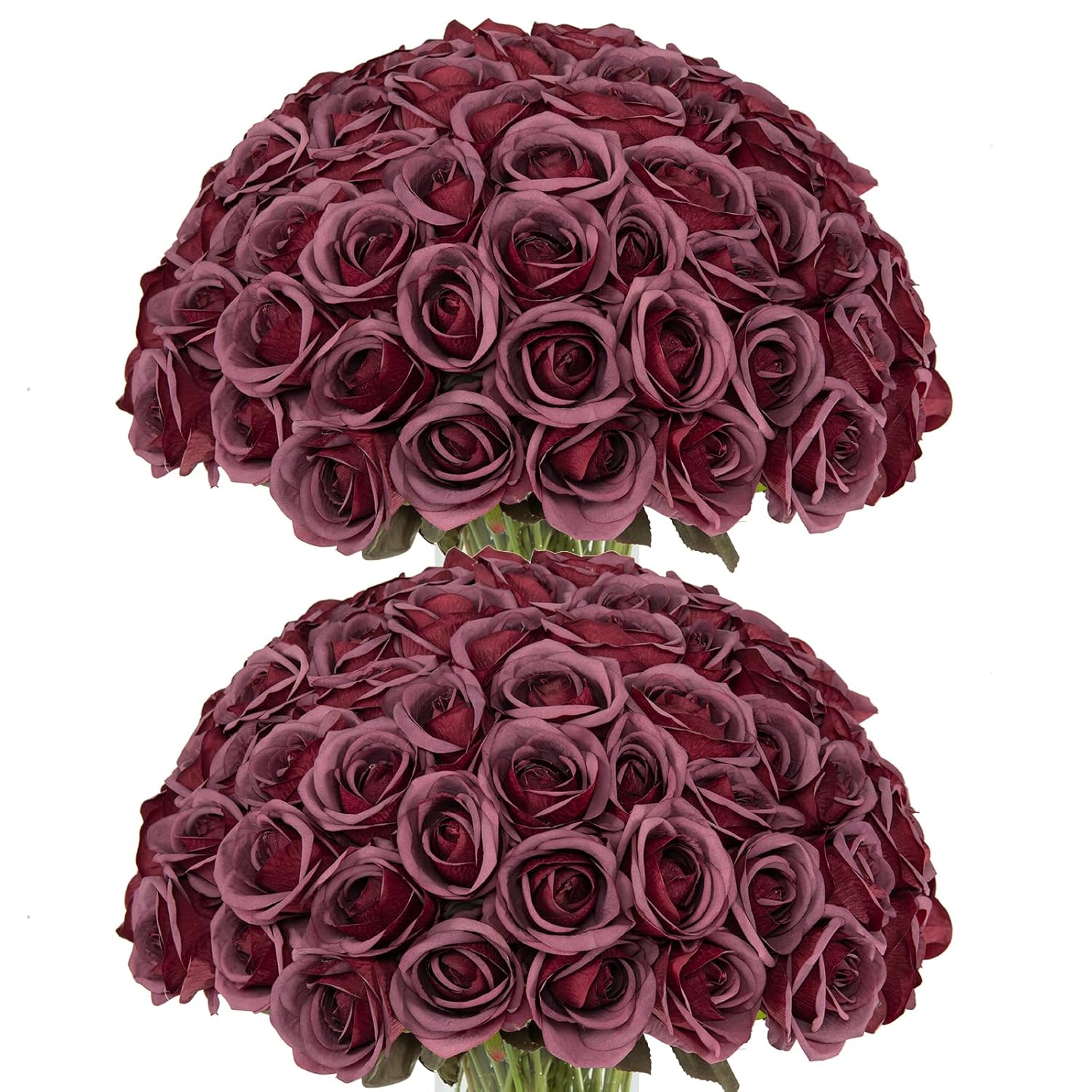 50Pcs Artificial Flowers Silk Roses Realistic Fake Flowers For Wedding Decorations,Table Centerpieces,Bridal Bouquets, Diy Floral Arrangements, Party & Home Decor(Burgundy)