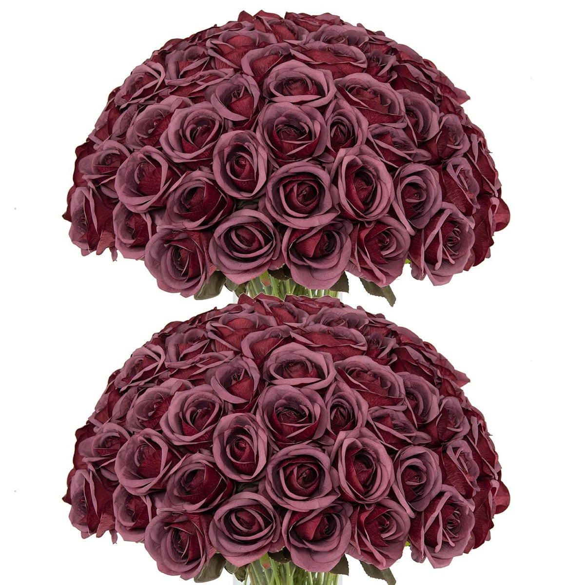 50Pcs Artificial Flowers Silk Roses Realistic Fake Flowers For Wedding Decorations,Table Centerpieces,Bridal Bouquets, Diy Floral Arrangements, Party & Home Decor(Burgundy)