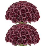 50Pcs Artificial Flowers Silk Roses Realistic Fake Flowers For Wedding Decorations,Table Centerpieces,Bridal Bouquets, Diy Floral Arrangements, Party & Home Decor(Burgundy)