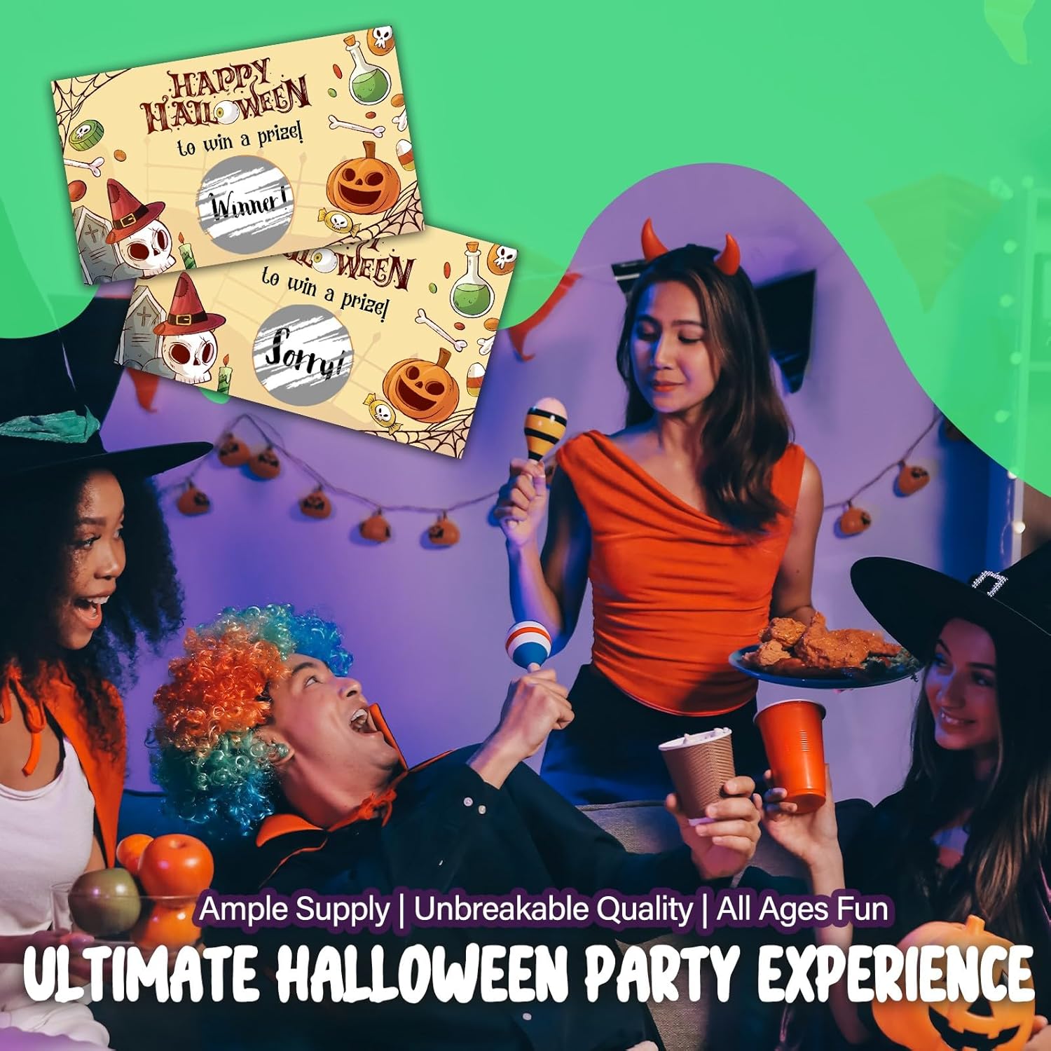 Spooky Halloween Party Games For Adults, Pumpkin Halloween Scratch Off Cards -50Pcs, Party Supplies For Small Business Favors - A05