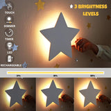 Star Wall Light For Nursery – Soft Night Light For Newborns & Toddlers, Rechargeable & Dimmable (Moon And Star Decals Included)