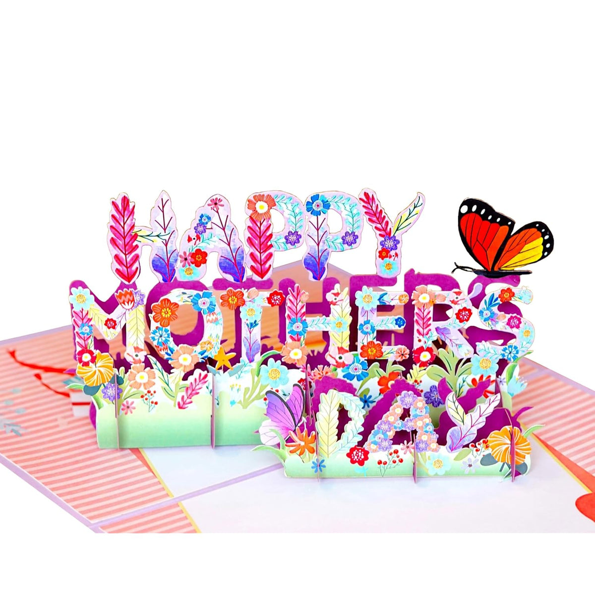 Text Mothers Day Cards, 3D Birthday Cards For Women, 6X8In Pop Up Birthday Cards For Mom, Wife, Her, Daughter, Sister, Grandma (Size 8 X 6 Inch - Happy Mothers Day).