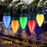 50 Led C7 Christmas Lights,24Ft C7 Christmas Lights Battery Operated String Lights Remote Timer 8 Lighting Modes For Ind