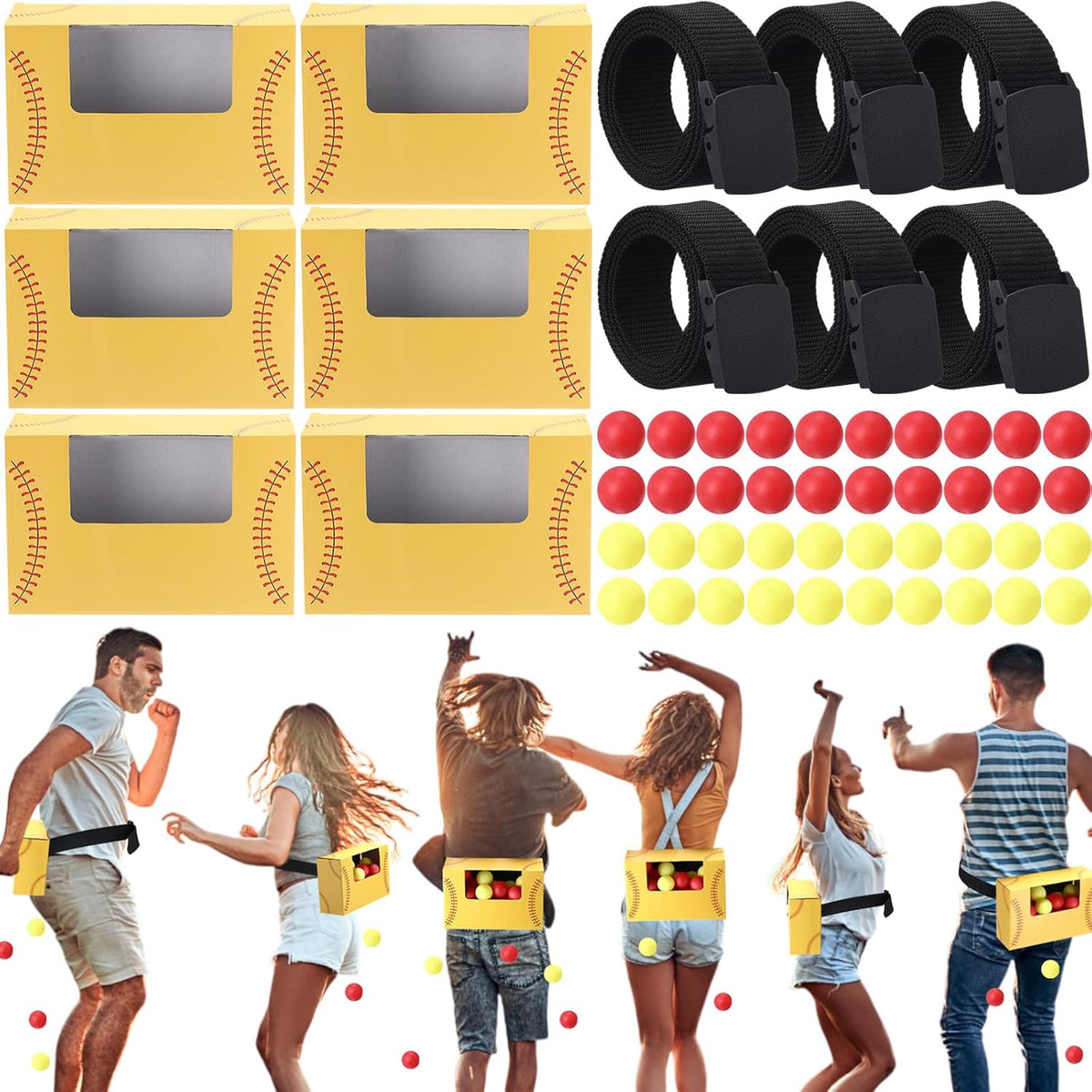 6 Sets Softball Baby Shower Games Bridal Funniest Baby Shower Twerk Games Swing Shaking Ball Interactive Table Tennis For Boy Or Girl(Red,Yellow)