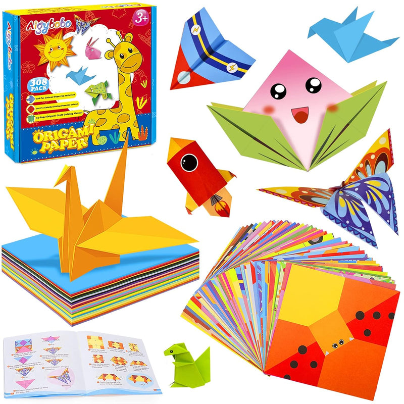 Origami Paper Set, 308Pcs Kids Craft Paper Kit With Instructional Book For Gir