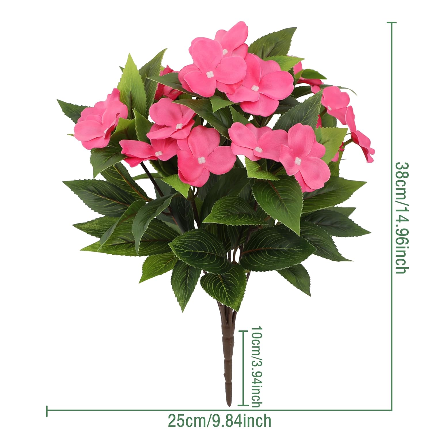 3Pcs Artificial Impatiens - Outdoor Faux Flowers For Planters, Silk Faux Outdoor Flowers For Patio Lawn Garden Pot Hanging Basket Porch Decoration (Rose Red)