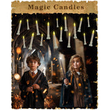 Batteries Included Floating Candles With Wand Remote, 12Pcs Flickering Warm Light Flameless Taper Candles, Magic Hanging Candles With Base For Birthday Party, Halloween Decorations