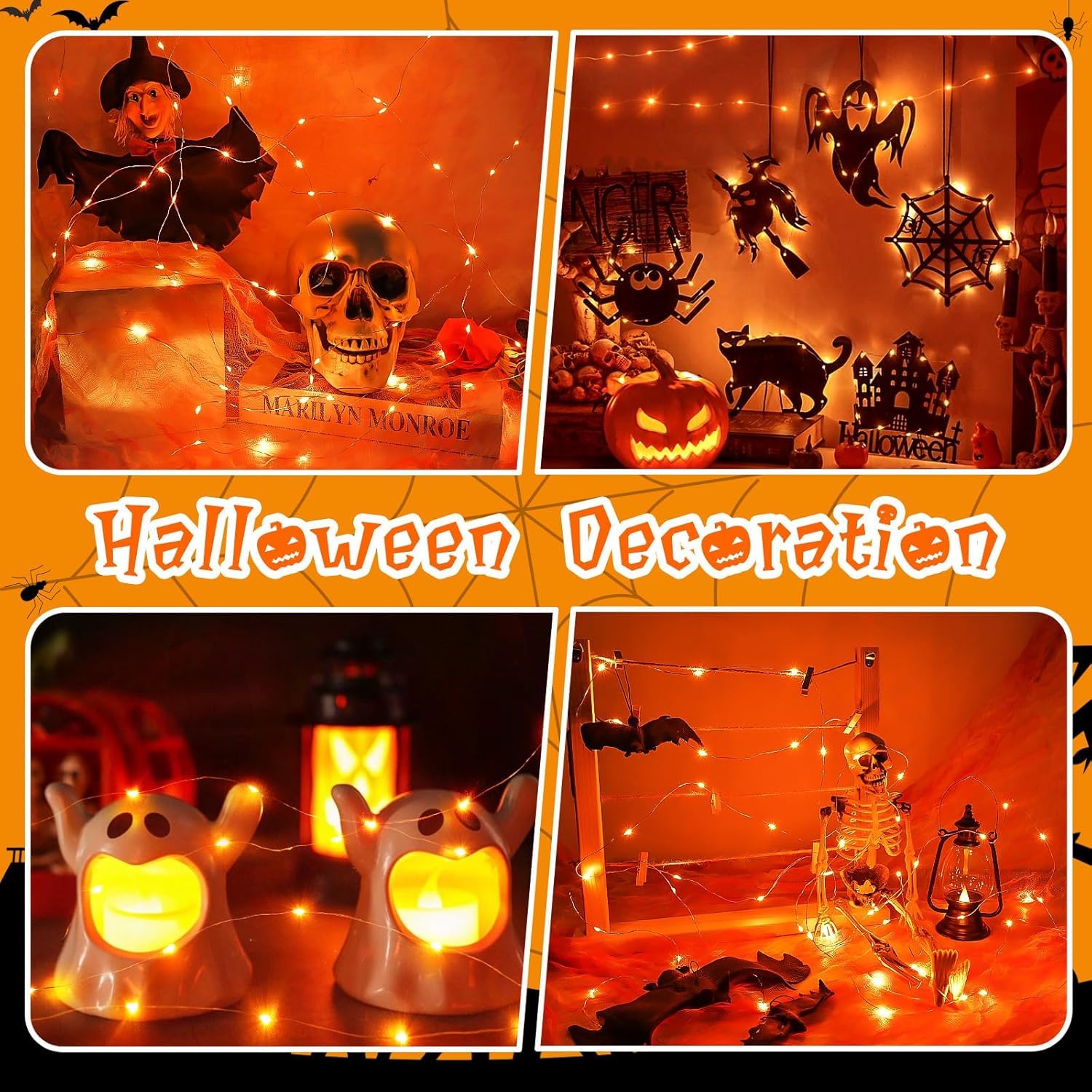Halloween Led Fairy Lights Battery Powered 16.4Ft String Lights Battery Operated For Wedding, Home, Garden, Party, Hallo