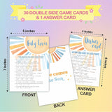 Trivia Game Set - Retro Sunshine Theme Baby Shower Party Activities - Watercolor Sun Baby Shower Game Kit, Gender Reveal, Announcement Party & Supplies - A06