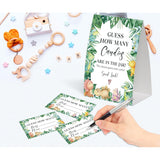Dinosaur Guess How Many Candies Are In The Jar Game For Baby Shower, Pack Of One 5X7 Sign And 50 Guessing Cards, Greenery Baby Shower Decoration, Gender Neutral Party Supplies - Gc07
