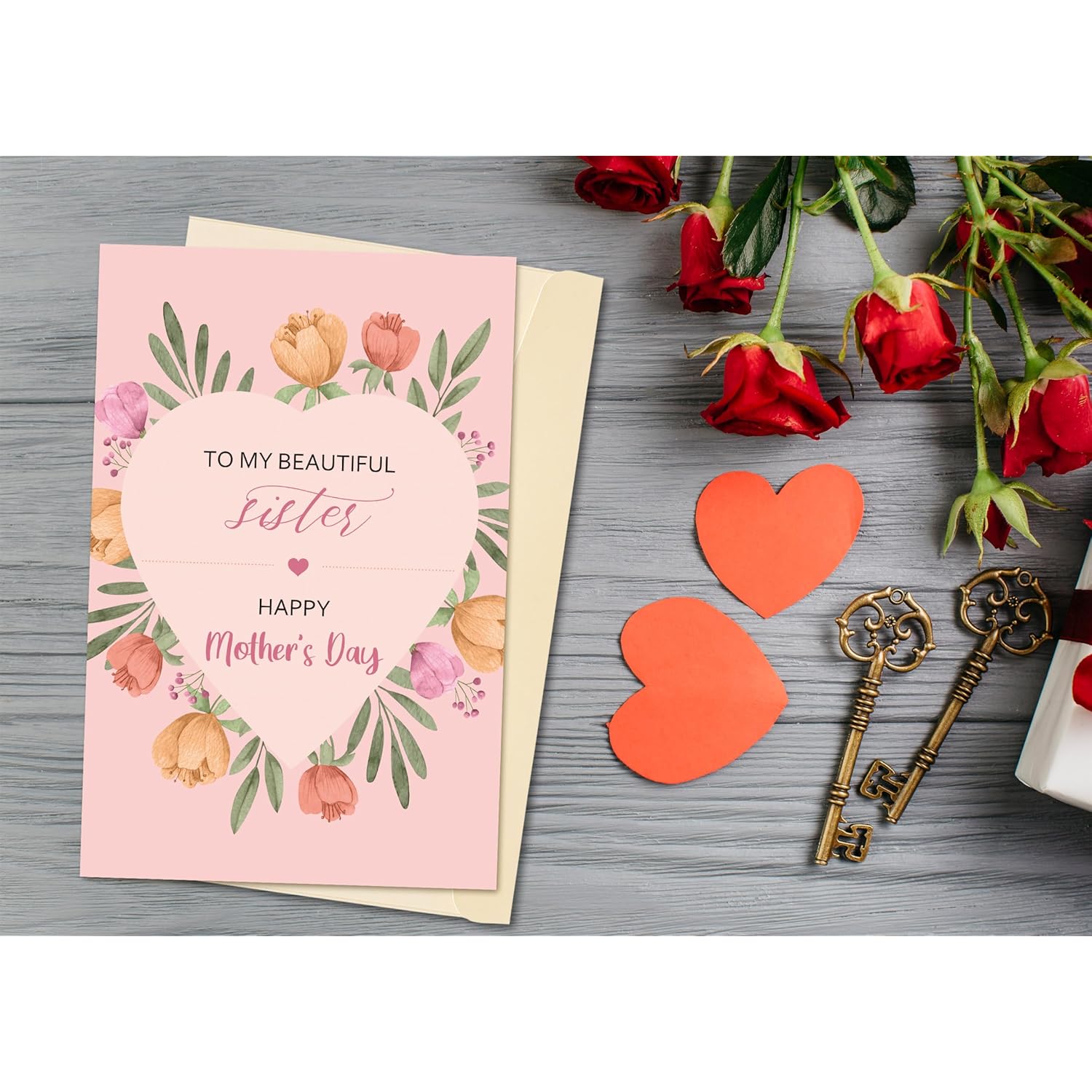 Mother'S Day Card For Sister, Beautiful Sister Mothers Day Card, Cute Card For Sister, Surprising Mothers Day Gift Idea For Friend