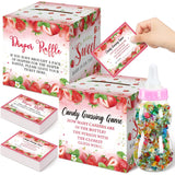 102 Pcs Pink Strawberry Diaper Raffle Tickets Box Game For Baby Shower With Pink Strawberry Diaper Raffle Card Guess Candy Game For Baby Shower Gender Reveal Party Decoration Table Centerpiece
