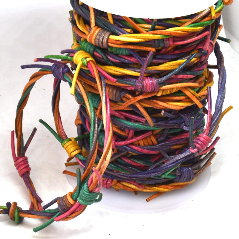 Multicolor Gipsy Fake Barbed Wire Made Of 3 Strand 1.8 Mm Leather Cord 10Meter