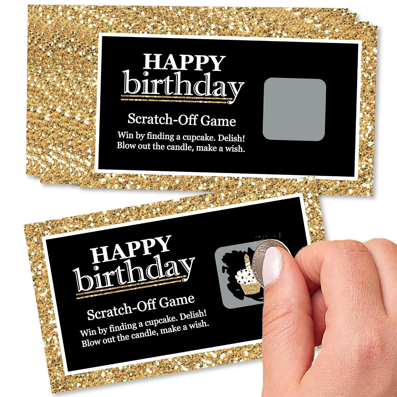 Big Dot of Happiness Adult Happy Birthday - Gold - Birthday Party Game Scratch Off Cards - 22 Count