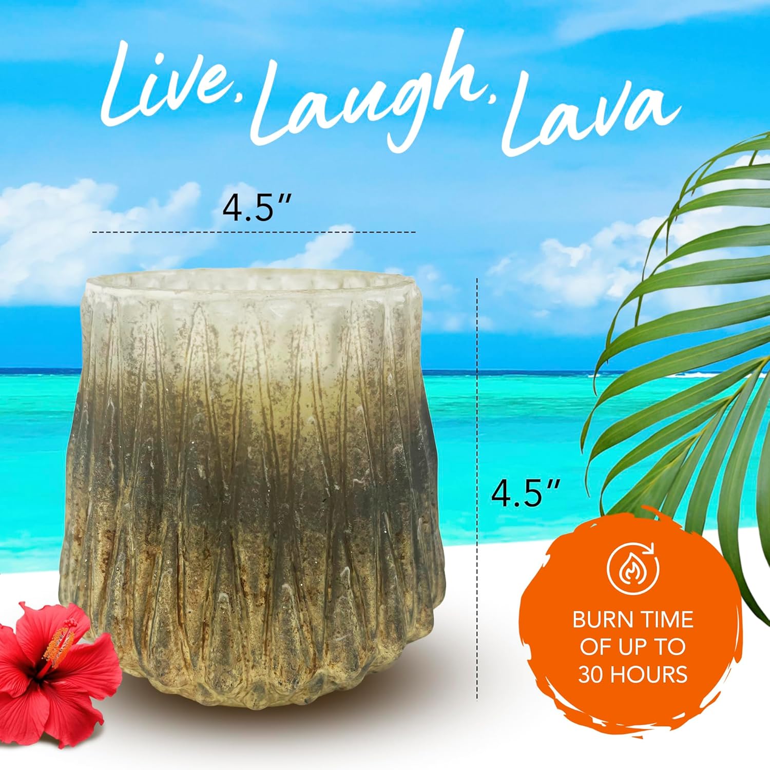 Dough Bowl Candle Co. Volcano Candle - 4.5" X 4.5" Glass Vessel With Wooden Wick For Home, 100% Soy Wax With 30 Hour Burn Time, Multipurpose Fancy And Luxury Candles With Tropical Summer Scent