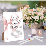 Late Night Diapers Sign, Pink Bow Wood Sign With Stand And 12 Pens, Baby Shower Game, Diaper Party Decorations, Gender Reveal Games, Gender Reveal Neutral Decorations, Gender Neutral Baby Gift,2