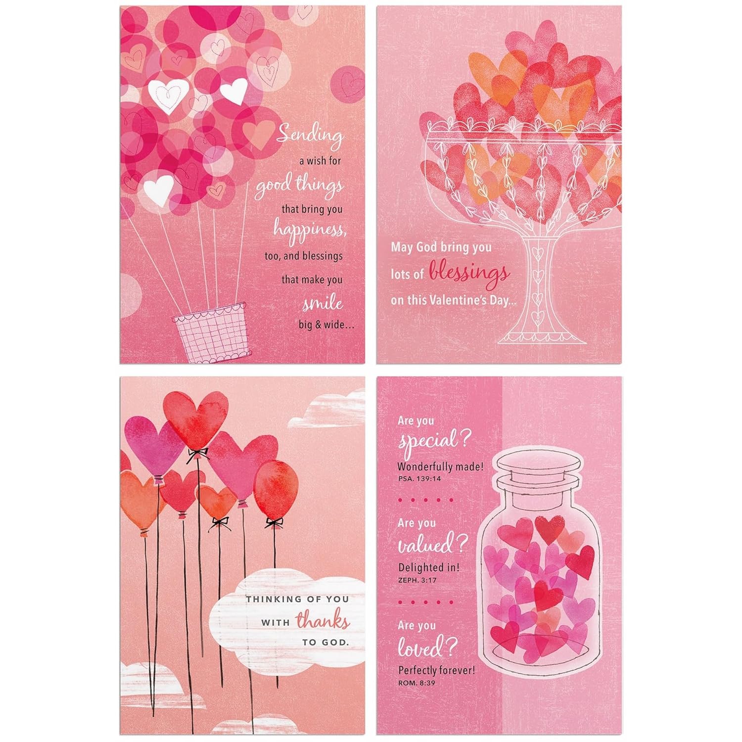 DaySpring - Valentine's Day Assortment - Hearts with Love - 8 Design Assortment with Scripture - 24 Boxed Valentine Cards & Envelopes (J7583)