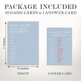 Baby Word Scramble Game Kits For Baby Shower - Minimalism Sky Blue - 30 Fill In The Blank Game Cards With 1 Answer Card Each Set, Gender Reveal, Gender Neutral?Party Favor & Decor - B07