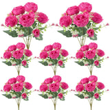 8 Pack Hot Pink Peonies Artificial Flowers, Fake Silk Hydrangea Bouquet For Bridal Wedding Home Table Decor Reusable Dining Opening Ceremony Birthday Arrangement Faux Floral