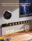 2-Pack 12 Outlet Metal Power Strip Surge Protector with 15 ft 14AWG Cord and 1020 Joules