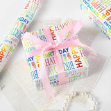 Happy Birthday Wrapping Paper Roll, 17 Inch X 32.8 Feet, Colorful Text Happy Birthday Design Gift Wrap For Birthday, Gift Packaging, Baby Shower, Holiday, Party