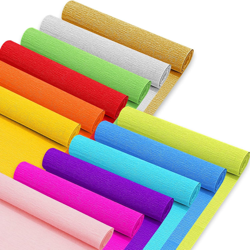 14Pcs Crepe Paper Rolls 101.7Ft Rainbow Color Party Wide Streamers Assorted Co