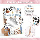 Cowboy Don'T Say Baby Clothespin Game, Pack Of 1 Wooden Tabletop Sign With Stand And 50 Mini Natural Clothespins, Wild West Rodeo Baby Shower Game, Gender Reveal Party Decorations - Qx11