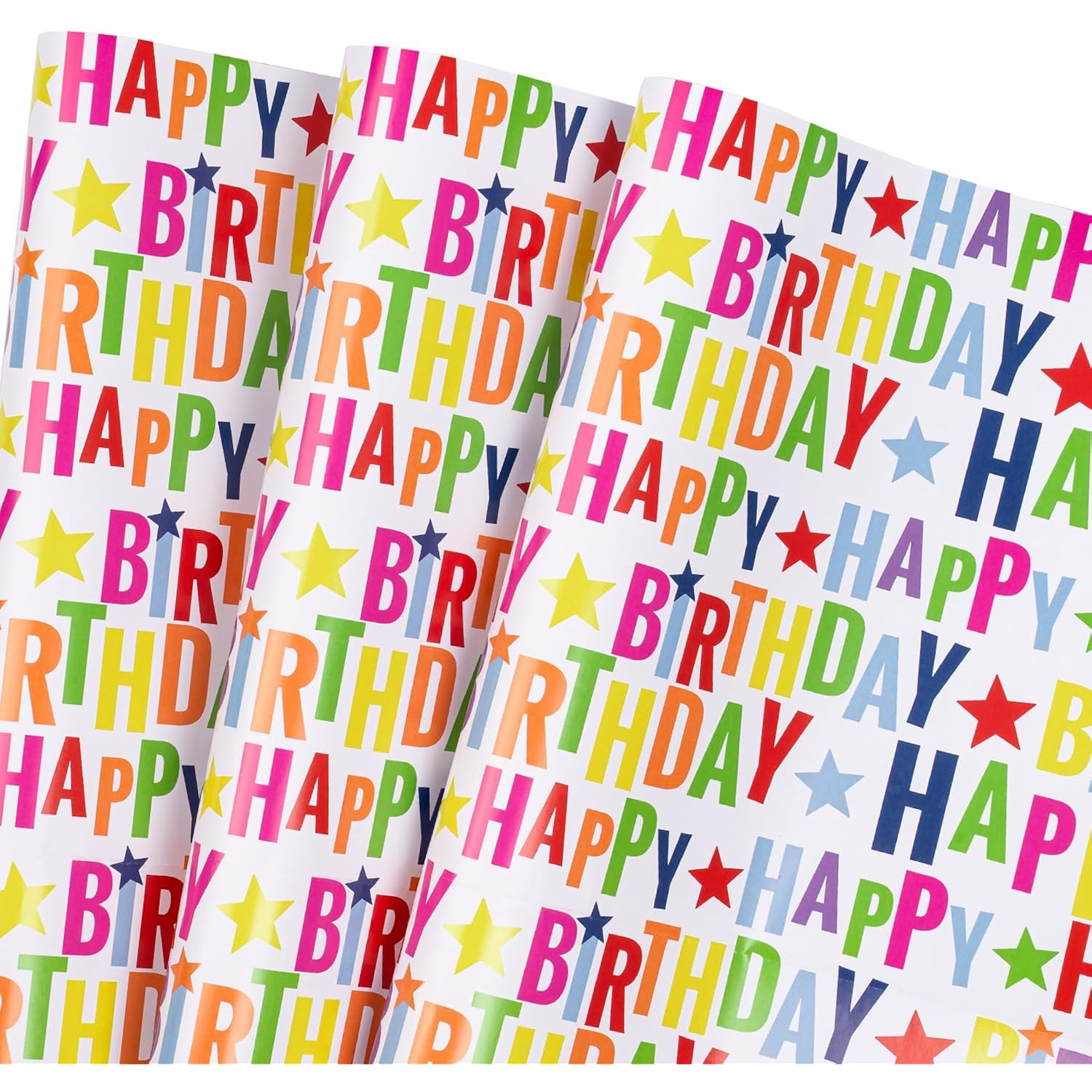 Birthday Wrapping Paper Sheet - 6 Sheets Colorful Happy Birthday Design Folded Flat For Birthday, Baby Shower, Party, Holiday - 19.7 Inch X 27.5 Inch Per Sheet