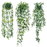 Fake Hanging Plants 3 Pack Artificial Eucalyptus Fake Potted Greenery Faux Eucalyptus Mandala Vine Pea Pod For Home Indoor Outdoor Wall Garden Wedding Decor