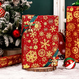 Christmas Wrapping Paper, Embossed Snowflake Wrapping Paper, Kraft Classy Sparkle 3D Red & Gold Snowflake Holiday Gift Wrap For Winter Party, Festive Decoration (Mini Roll, 17 Inch X 33 Feet)