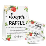 Baby Shower Game Set, 50 Diaper Raffle Tickets With 1 Standing Sign, Berry Strawberry Gender Reveal Party Decorations Supplies - B74