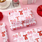 Valentine'S Day Wrapping Paper -Mini Roll- 17 In X 32.8 Ft Pink Red Bow Gift Wrap Paper For Birthday Wedding Bride Shower Party Wrapping Supplies