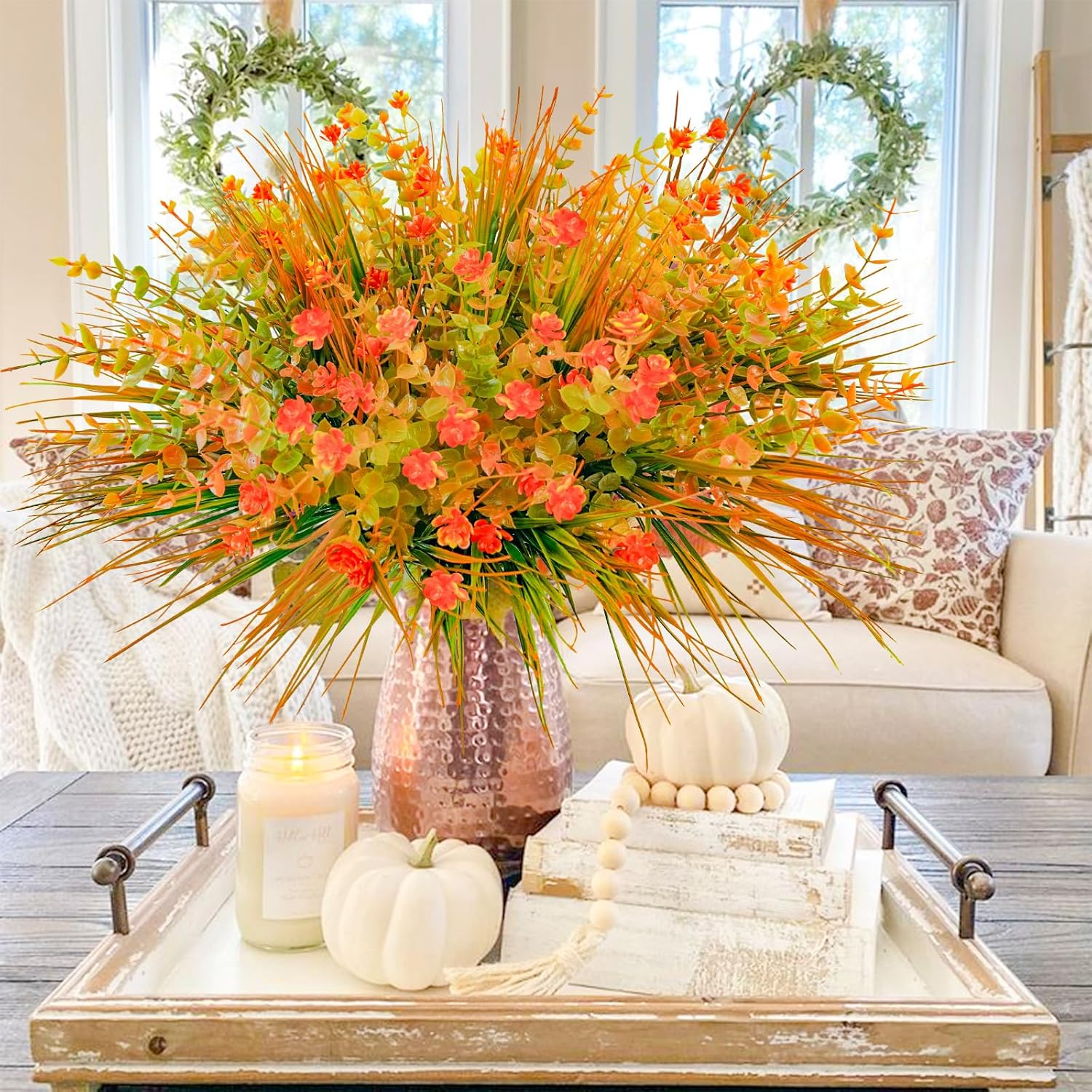 20 Bundles Artificial Fall Flowers Outdoor Uv Resistant Fake Autumn Flowers No Fade Faux Plastic Plants Thanksgiving Garden Window Box Farmhouse Décor