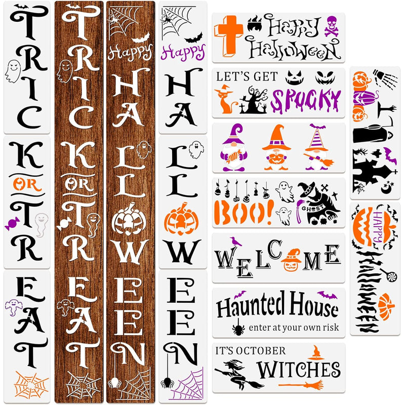 15 Pcs Halloween Stencils For Painting On Wood Reusable Happy Halloween Stenci