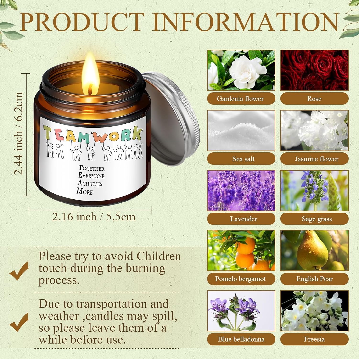 10 Pcs Christmas Thank You Gift Candles Scented Soy Jar Candle Bulk Inspirational Team Coworker Gifts Bulk 3.5 Oz Staff Appreciation Gifts For Women Employees Teacher Boss Yoga Home(Team)