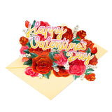 Everlasting Valentine Rose Pop Up Card, 7.5 Inches Flower 3D Greeting Card, “Happy Valentine'S Day” Message, Floral Romantic Anniversary Card For Her, Wife, Includes Envelope & Message Note